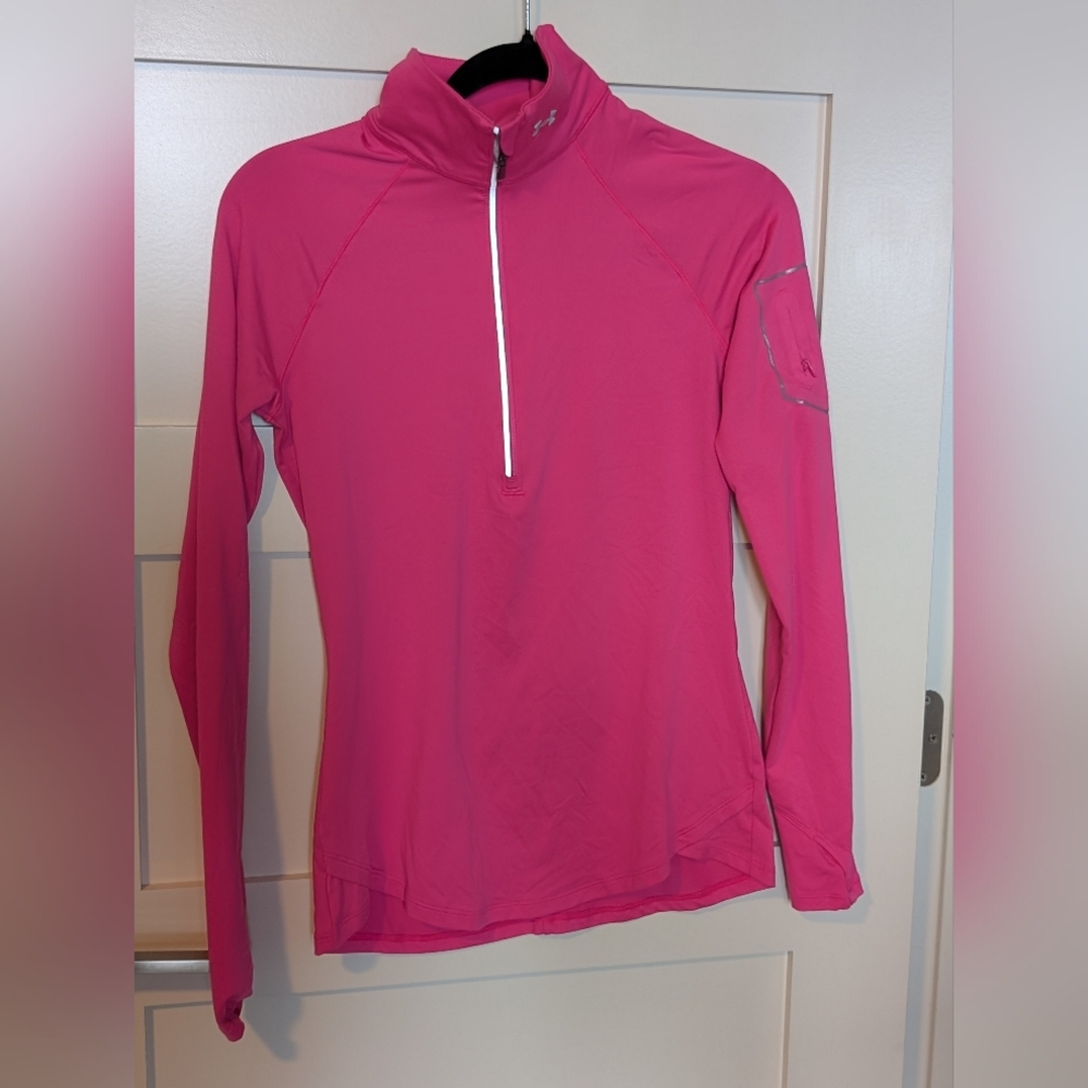 Women's Small Pink Under Armour Quarter Zip Performance Long Sleeve